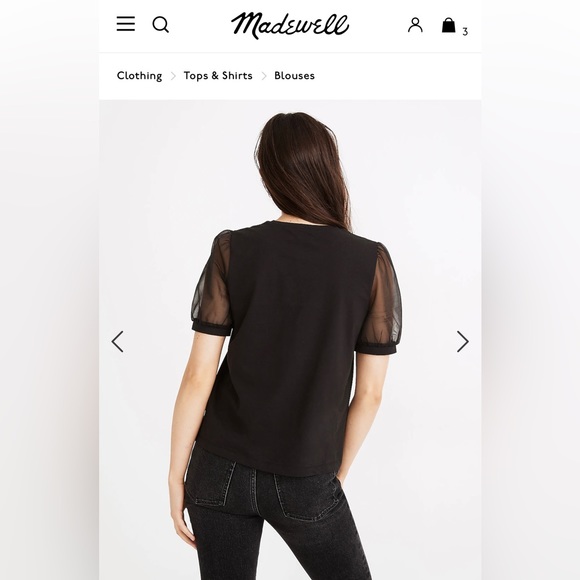 NWOT Madewell Sheer Sleeve Top - Picture 5 of 7